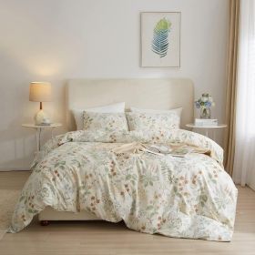 Duvet Cover Set Pure Cotton Women Girl Cute Quilt Cover Kawaii Strawberry Bedding Set 3 PCS 1 Queen Comfy Comforter Cover 2 (Color: Colorful Floral, size: Queen)