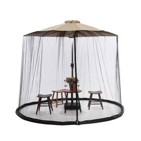 Outdoor Mosquito Net for garden umbrella Mosquito Netting Curtain for Courtyard/Patio/Cantilever/Tilting umbrella Mosquito mesh (Color: Black, size: 335x240CM(10-11FT))