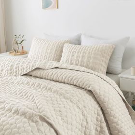 Quilt Bedding Sets with 2 Pillow Shams, Lightweight Soft Bedspread Coverlet, Quilted Blanket Thin Comforter Bed Cover,3 Pieces, (Color: Ivory, size: Queen)