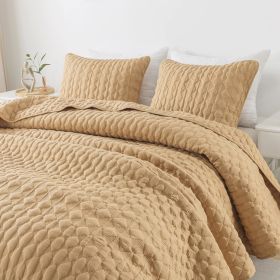 Quilt Bedding Sets with 2 Pillow Shams, Lightweight Soft Bedspread Coverlet, Quilted Blanket Thin Comforter Bed Cover,3 Pieces, (Color: Pumpkin Yellow, size: Queen)