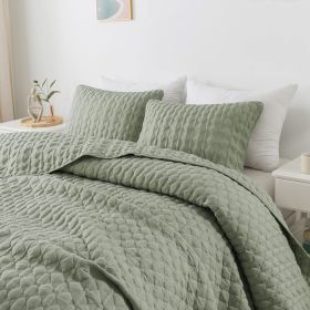 Quilt Bedding Sets with 2 Pillow Shams, Lightweight Soft Bedspread Coverlet, Quilted Blanket Thin Comforter Bed Cover,3 Pieces, (Color: Green, size: Queen)