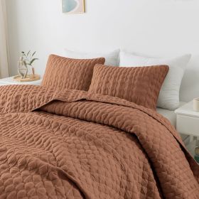 Quilt Bedding Sets with 2 Pillow Shams, Lightweight Soft Bedspread Coverlet, Quilted Blanket Thin Comforter Bed Cover,3 Pieces, (Color: Burnt Orange, size: King)