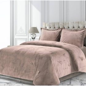 Venice Velvet Oversized Solid Duvet Set, 3pieces (Color: Taupe, size: King)