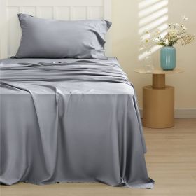 Bedsure cooling sheet set, Rayon Derived from Bamboo, Deep Pocket Up to 16", Breathable & Soft, Hotel Luxury Silky Bedding Sheet (Color: Silver Grey, size: Twin)