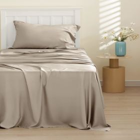 Bedsure cooling sheet set, Rayon Derived from Bamboo, Deep Pocket Up to 16", Breathable & Soft, Hotel Luxury Silky Bedding Sheet (Color: Simply Taupe, size: Full)
