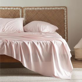 Bedsure cooling sheet set, Rayon Derived from Bamboo, Deep Pocket Up to 16", Breathable & Soft, Hotel Luxury Silky Bedding Sheet (Color: Pink, size: Queen)