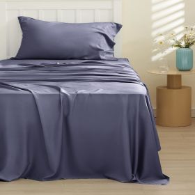 Bedsure cooling sheet set, Rayon Derived from Bamboo, Deep Pocket Up to 16", Breathable & Soft, Hotel Luxury Silky Bedding Sheet (Color: Dark Grey, size: California King)