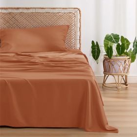 Bedsure cooling sheet set, Rayon Derived from Bamboo, Deep Pocket Up to 16", Breathable & Soft, Hotel Luxury Silky Bedding Sheet (Color: Burnt Orange, size: King)