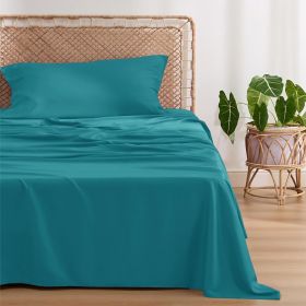Bedsure cooling sheet set, Rayon Derived from Bamboo, Deep Pocket Up to 16", Breathable & Soft, Hotel Luxury Silky Bedding Sheet (Color: Turquoise, size: Queen)