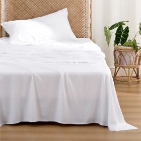 Bedsure cooling sheet set, Rayon Derived from Bamboo, Deep Pocket Up to 16", Breathable & Soft, Hotel Luxury Silky Bedding Sheet (Color: White, size: King)
