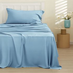 Bedsure cooling sheet set, Rayon Derived from Bamboo, Deep Pocket Up to 16", Breathable & Soft, Hotel Luxury Silky Bedding Sheet (Color: Teal Blue, size: Twin XL)