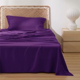 Bedsure cooling sheet set, Rayon Derived from Bamboo, Deep Pocket Up to 16", Breathable & Soft, Hotel Luxury Silky Bedding Sheet (Color: Plum, size: California King)