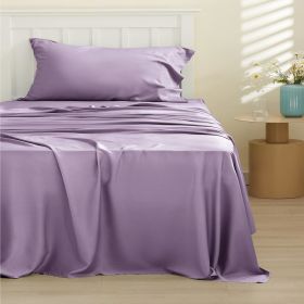 Bedsure cooling sheet set, Rayon Derived from Bamboo, Deep Pocket Up to 16", Breathable & Soft, Hotel Luxury Silky Bedding Sheet (Color: Lilac, size: California King)