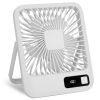 Mini Desktop Cooling Fan Rechargeable Battery Powered Personal Fan Speed Adjustment Strong Airflow Quiet Travel Fan with LCD Display for Home Office T