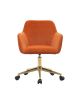 Modern Velvet Adjustable Height 360 Revolving Home Office Chair With Gold Metal Legs And Universal Wheel For Indoor