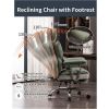 Tall Office Chair, PU Leather Computer Chair, Executive Chair with Leg Rest and Lumbar Support, Light Green Office Chair