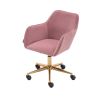 Modern Velvet Fabric Material Adjustable Height 360 revolving Home Office Chair with Gold Metal Legs and Universal Wheels for Indoor