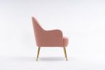 Modern Soft Teddy fabric Ivory Ergonomics Accent Chair Living Room Chair Bedroom Chair Home Chair With Gold Legs And Adjustable Legs For Indoor Home