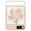 Mini Desktop Cooling Fan Rechargeable Battery Powered Personal Fan Speed Adjustment Strong Airflow Quiet Travel Fan with LCD Display for Home Office T