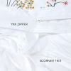 Floral Duvet Cover Set Country Girls Spring Pretty Botanical Bedding Set Embroidered 3 Pieces Branches Quilt Cover