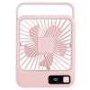 Mini Desktop Cooling Fan Rechargeable Battery Powered Personal Fan Speed Adjustment Strong Airflow Quiet Travel Fan with LCD Display for Home Office T