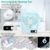 Mini Desktop Cooling Fan Rechargeable Battery Powered Personal Fan Speed Adjustment Strong Airflow Quiet Travel Fan with LCD Display for Home Office T