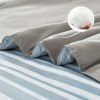 5 Piece Bed in A Bag Stripe Comforter Set Twin Size, White Grey Blue Striped Comforter and Sheet Set