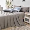 5 Piece Bed in A Bag Stripe Comforter Set Twin Size, White Grey Blue Striped Comforter and Sheet Set