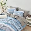 5 Piece Bed in A Bag Stripe Comforter Set Twin Size, White Grey Blue Striped Comforter and Sheet Set