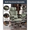 Tall Office Chair, PU Leather Computer Chair, Executive Chair with Leg Rest and Lumbar Support, Light Green Office Chair