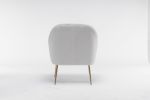 Modern Soft Teddy fabric Ivory Ergonomics Accent Chair Living Room Chair Bedroom Chair Home Chair With Gold Legs And Adjustable Legs For Indoor Home