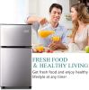 3.5Cu.Ft Compact Refrigerator Mini Fridge with Freezer, Small Refrigerator with 2 Door, 7 Level Thermostat Removable Shelves for Kitchen, Dorm