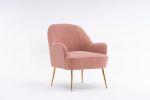Modern Soft Teddy fabric Ivory Ergonomics Accent Chair Living Room Chair Bedroom Chair Home Chair With Gold Legs And Adjustable Legs For Indoor Home