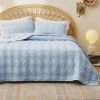 Coverlet Queen Size -Quilt Bedding , Corduroy Pattern Quilt Set, 3 Pieces, 1 Quilt (90"x96") & 2 Pillow Shams (20"x26"+2")