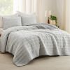 Coverlet Queen Size -Quilt Bedding , Corduroy Pattern Quilt Set, 3 Pieces, 1 Quilt (90"x96") & 2 Pillow Shams (20"x26"+2")