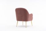 Modern Soft Teddy fabric Ivory Ergonomics Accent Chair Living Room Chair Bedroom Chair Home Chair With Gold Legs And Adjustable Legs For Indoor Home