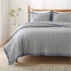 Coverlet Queen Size -Quilt Bedding , Corduroy Pattern Quilt Set, 3 Pieces, 1 Quilt (90"x96") & 2 Pillow Shams (20"x26"+2")